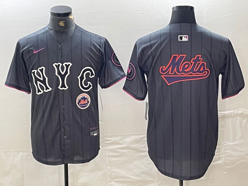 Men New York Mets Blank Black City Edition 2024 Nike MLB Jersey style 8